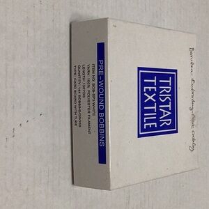 Pre-wound bobbins, polyester, Tristar Textile which is a great quality thread.